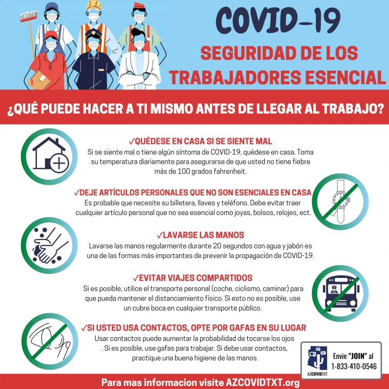 Spanish Graphic of COVID19 Essential Worker Safety