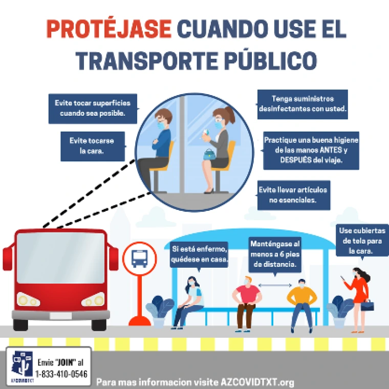 Spanish Graphic of Protect Yourself When Using Public Transportation