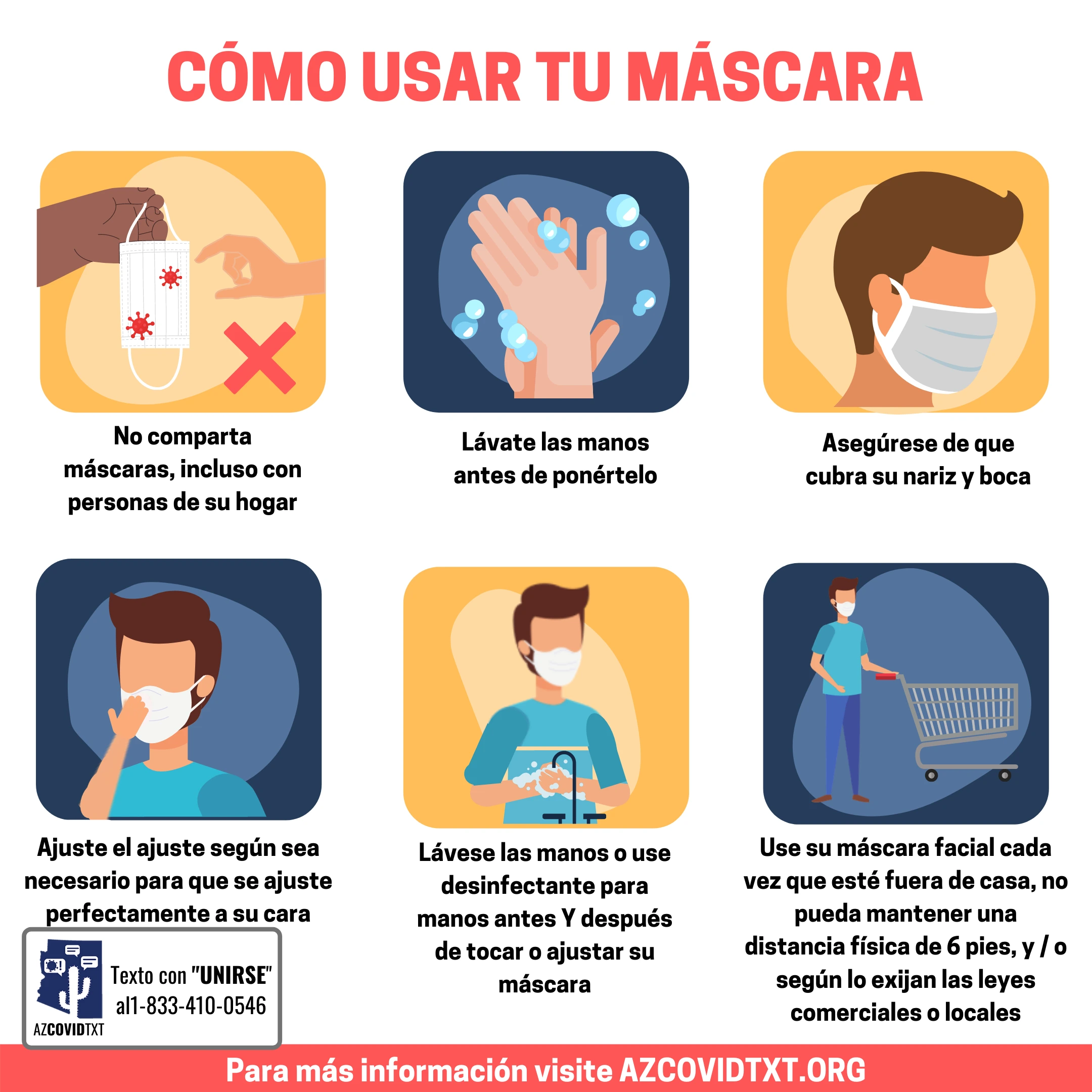 Spanish Graphic of How to Wear Your Face Mask