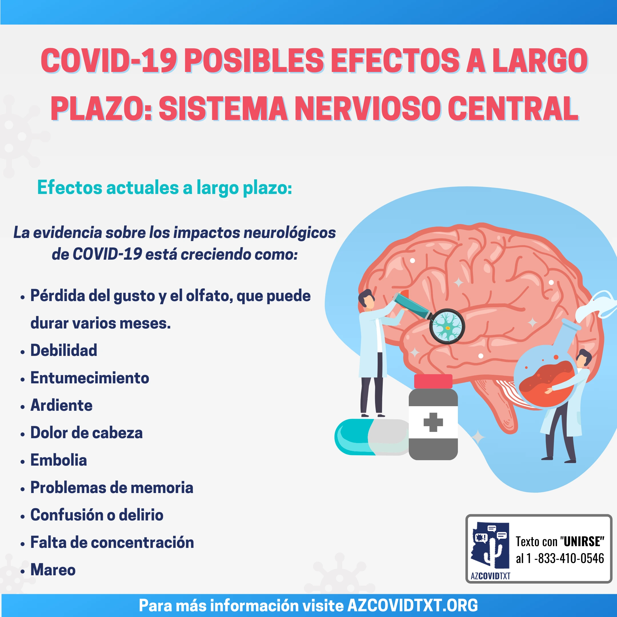 Spanish Graphic of COVID19 Possible Long Term Effects: Central Nervous System