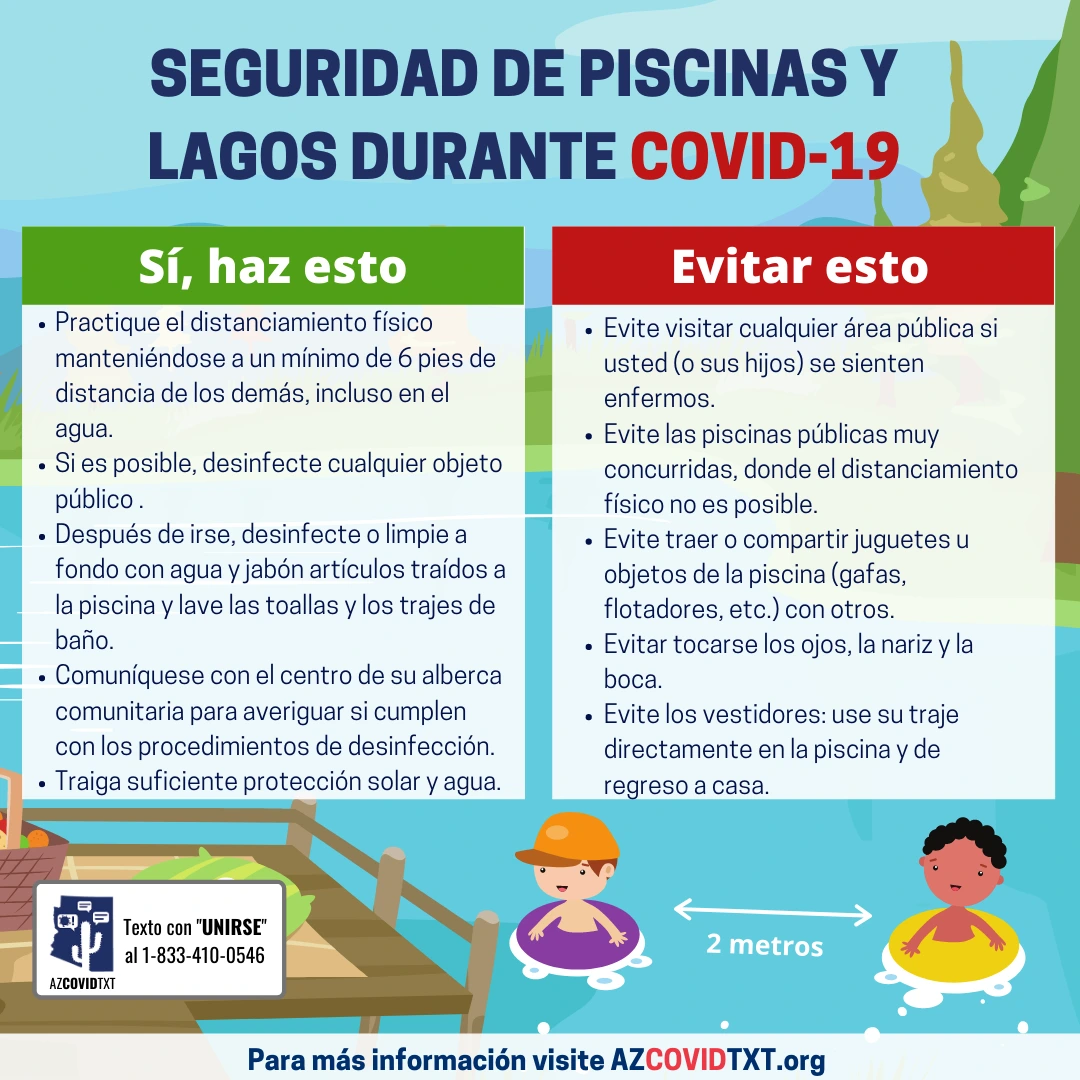 Spanish Graphic of Pool and Lake Safety During COVID19