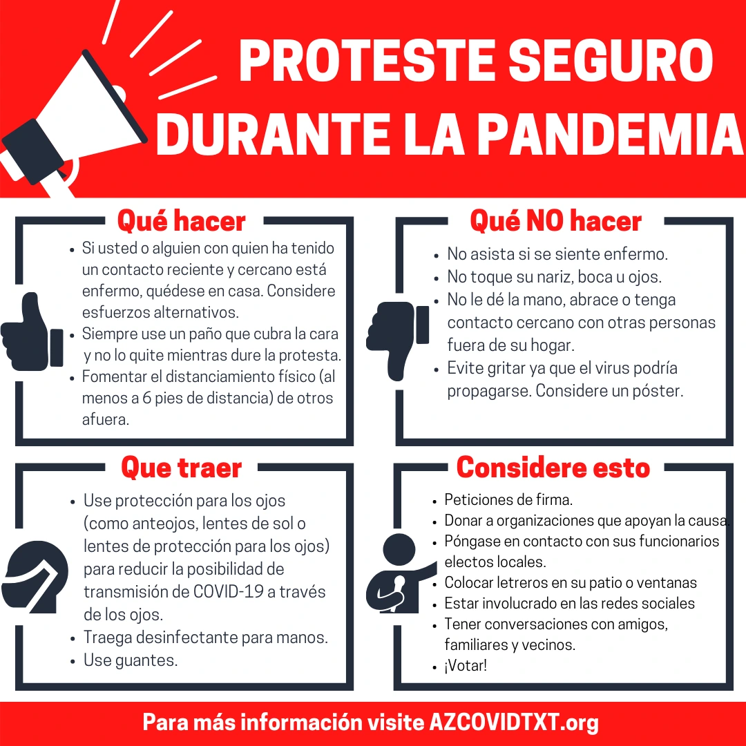 Spanish Graphic of Safely Protest During Pandemic